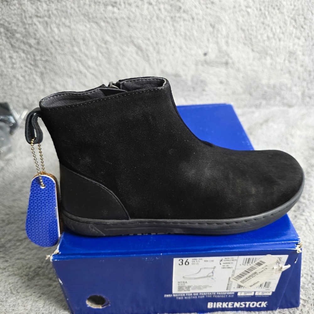 Birkenstock Myra‎ Black Suede Leather Ankle Boots EU 36 US L5 Narrow Fit NEW